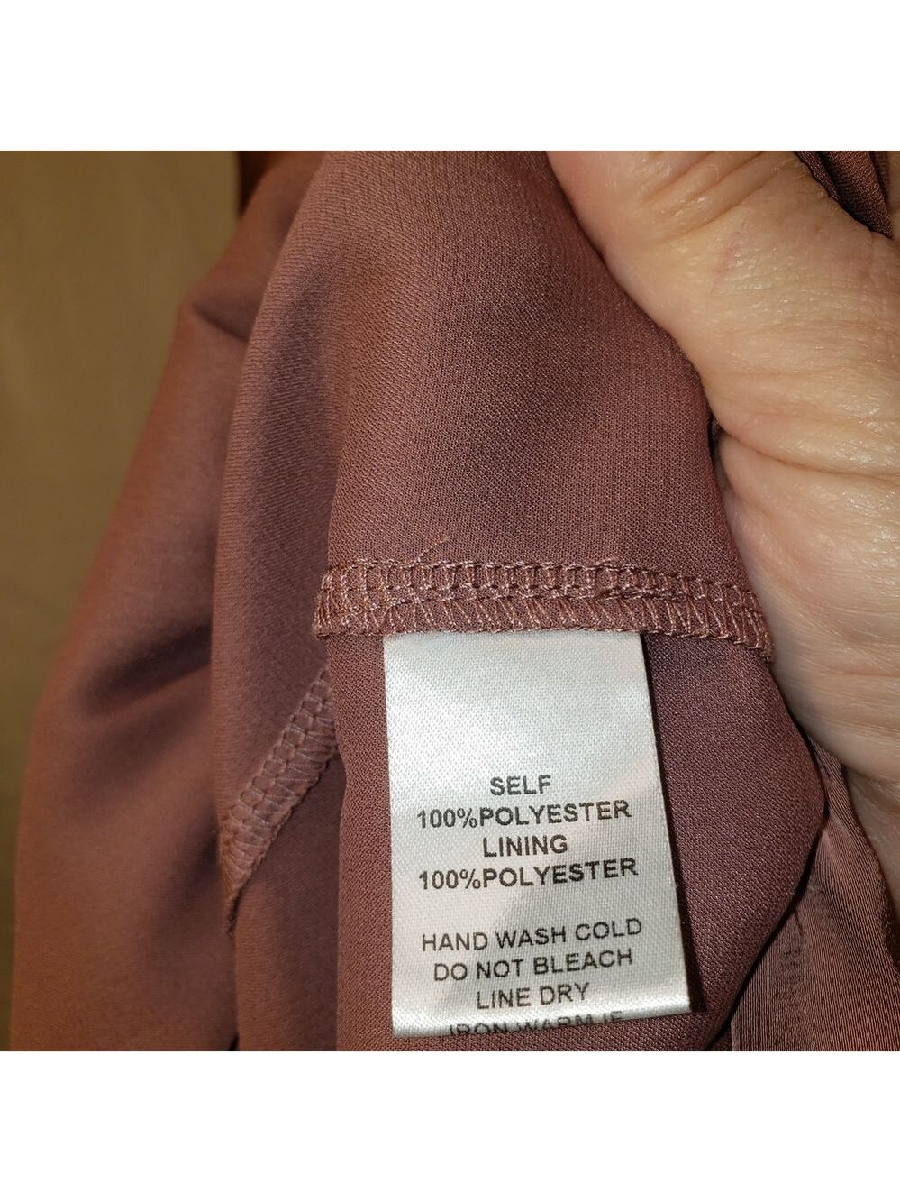 Mittoshop Satin Long-Sleeve Babydoll Dress in Rose Taupe - L - Picture 6 of 6